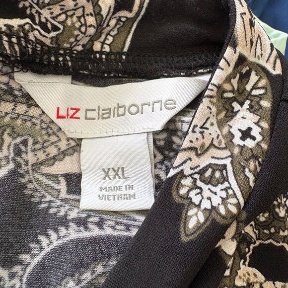 Liz Claiborne Cap Sleeve Tunic Size XXL Black & White EUC - Picture 7 of 8